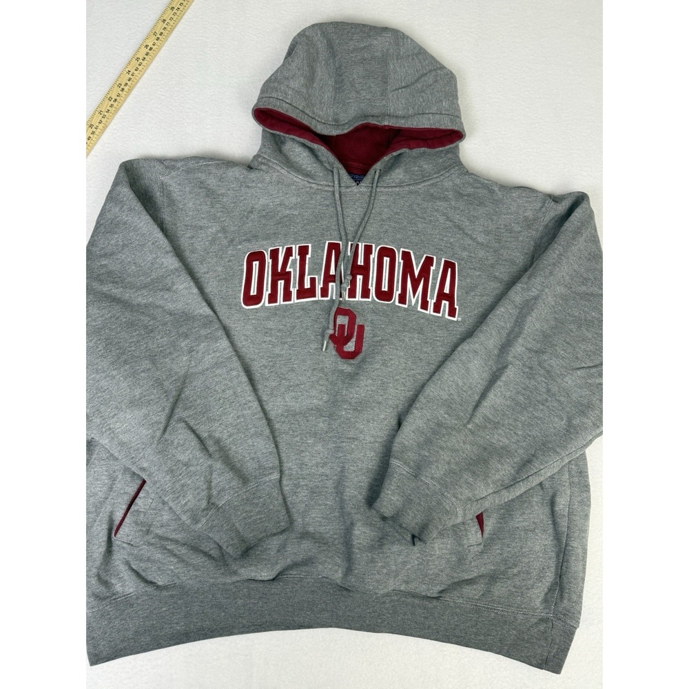Oklahoma Sooners Hoodie Mens XL‎ Gray Fleece Lined Champs Sports NCAA Football